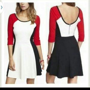 Express Red,White,Navy Blue, Flair Dress